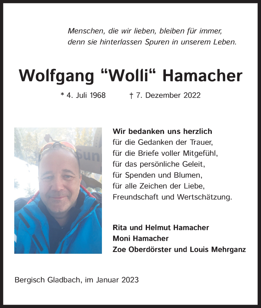  Traueranzeige für Wolfgang Hamacher vom 18.07.2023 aus Kölner Stadt-Anzeiger / Kölnische Rundschau / Express