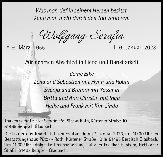 Anzeige von Wolfgang Serafin von Kölner Stadt-Anzeiger / Kölnische Rundschau / Express