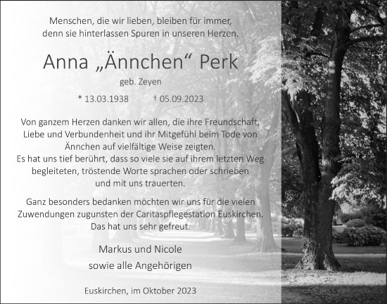 Anzeige von Anna Perk von  Blickpunkt Euskirchen 
