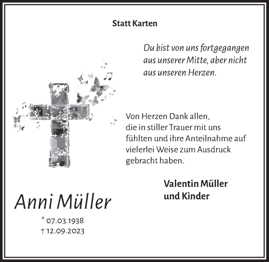 Anzeige von Anni Müller von  Werbepost 