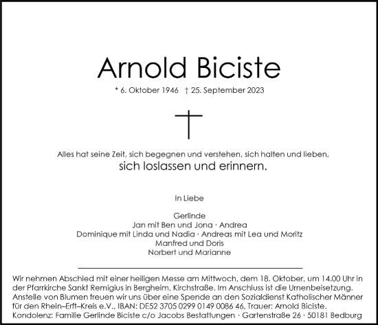 Anzeige von Arnold Biciste von  Werbepost 