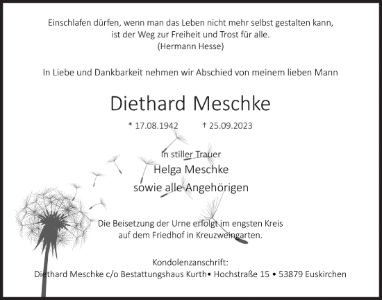 Anzeige von Diethard Meschke von  Blickpunkt Euskirchen 