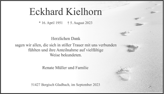 Anzeige von Eckhard Kielhorn von  Bergisches Handelsblatt 