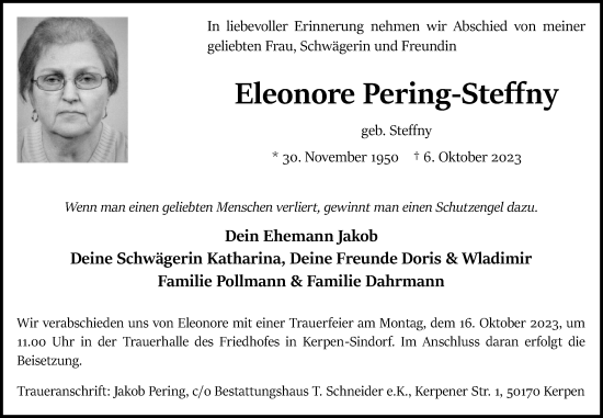 Anzeige von Eleonore Pering-Steffny von Kölner Stadt-Anzeiger / Kölnische Rundschau / Express
