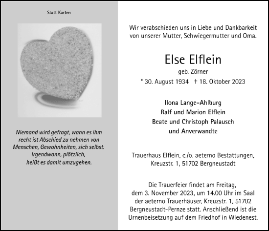 Anzeige von Else Elflein von  Anzeigen Echo 