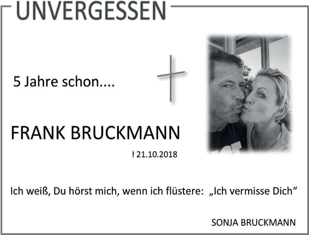  Traueranzeige für Frank Bruckmann vom 18.07.2023 aus  Extra Blatt 