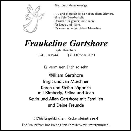 Anzeige von Fraukehne Gartshore von  Anzeigen Echo 
