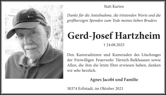 Anzeige von Gerd-Josef Hartzheim von  Werbepost 