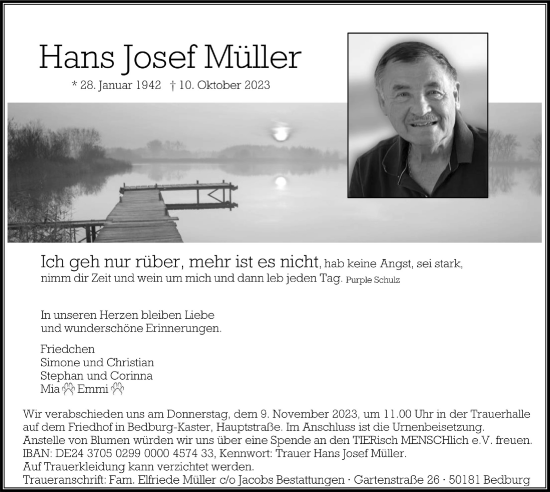 Anzeige von Hans Josef Müller von  Werbepost 
