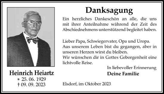 Anzeige von Heinrich Heiartz von  Werbepost 