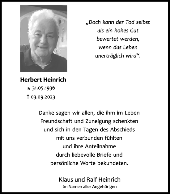 Anzeige von Herbert Heinrich von Kölner Stadt-Anzeiger / Kölnische Rundschau / Express