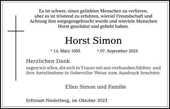 Anzeige von Horst Simon von  Werbepost 