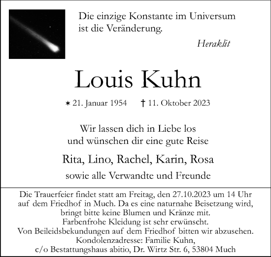 Anzeige von Louis Kuhn von Kölner Stadt-Anzeiger / Kölnische Rundschau / Express