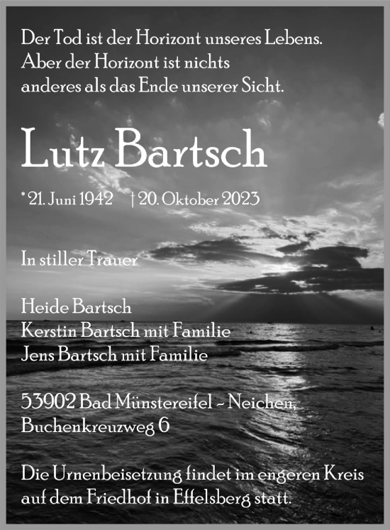 Anzeige von Lutz Bartsch von  Blickpunkt Euskirchen 