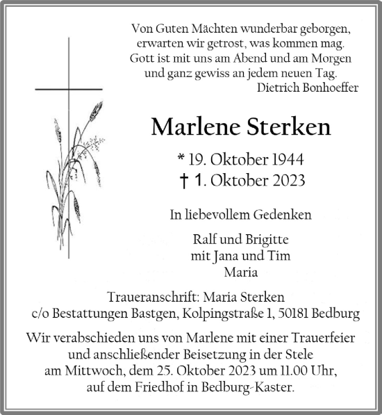 Anzeige von Marlene Sterken von  Werbepost 