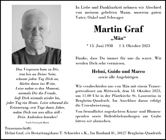 Anzeige von Martin Graf von  Werbepost 