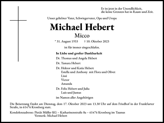 Anzeige von Michael Hebert von Kölner Stadt-Anzeiger / Kölnische Rundschau / Express