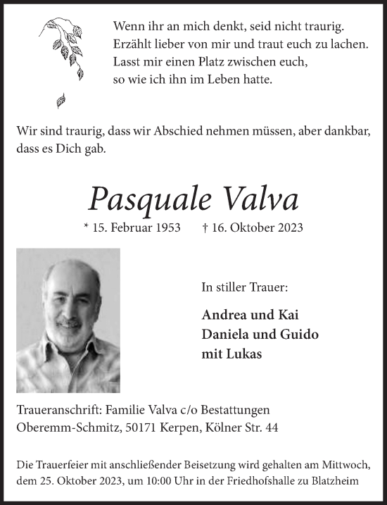 Anzeige von Pasquale Valva von  Werbepost 