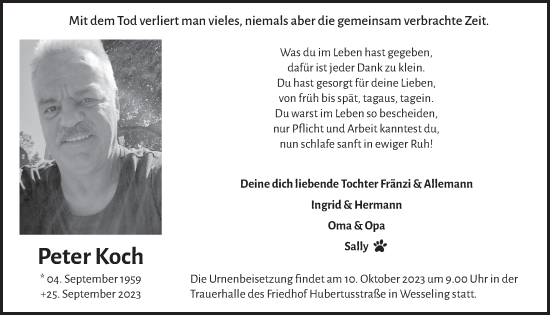 Anzeige von Peter Koch von  Schlossbote/Werbekurier 