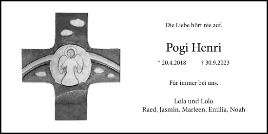 Anzeige von Pogi Henri von Kölner Stadt-Anzeiger / Kölnische Rundschau / Express