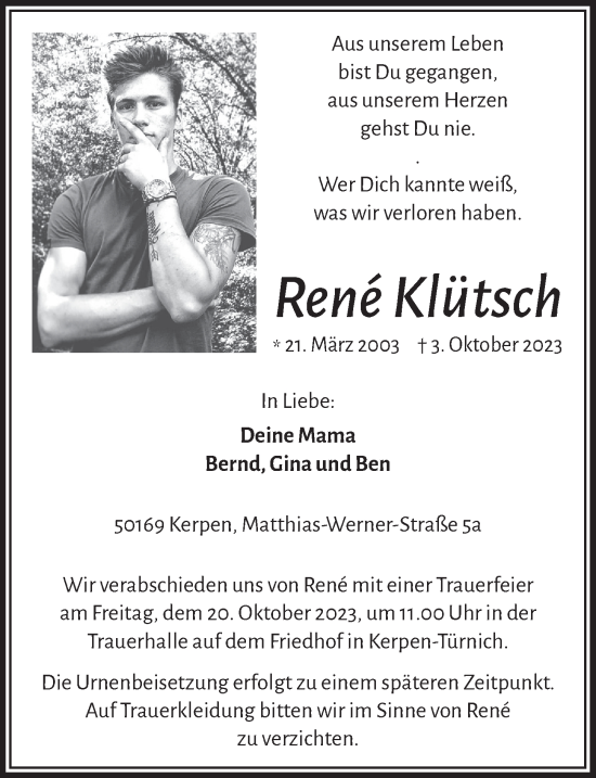 Anzeige von René Klütsch von  Werbepost 