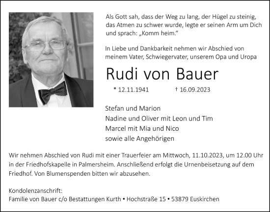 Anzeige von Rudi von Bauer von  Blickpunkt Euskirchen 