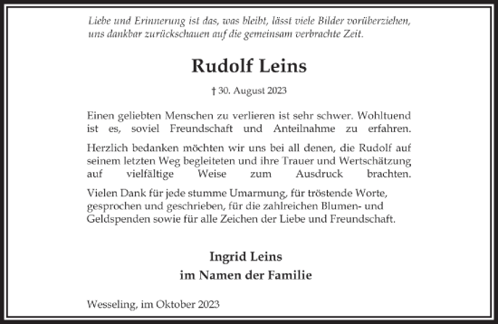 Anzeige von Rudolf Leins von  Schlossbote/Werbekurier 
