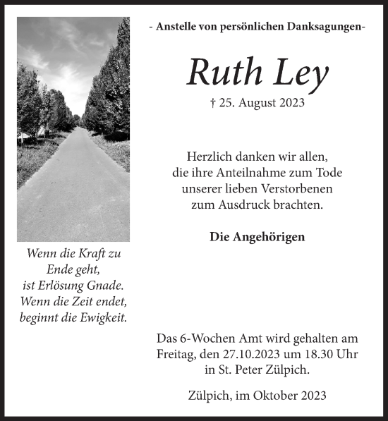 Anzeige von Ruth Ley von  Blickpunkt Euskirchen 