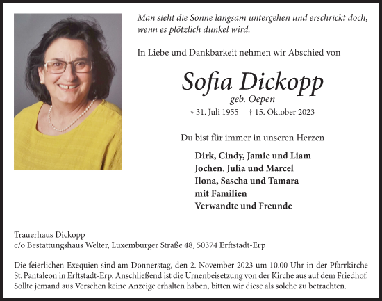 Anzeige von Sofia Dickopp von  Werbepost 