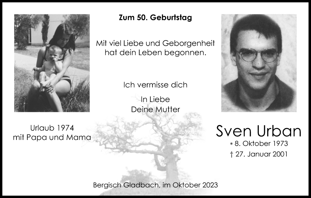  Traueranzeige für Sven Urban vom 18.07.2023 aus Kölner Stadt-Anzeiger / Kölnische Rundschau / Express
