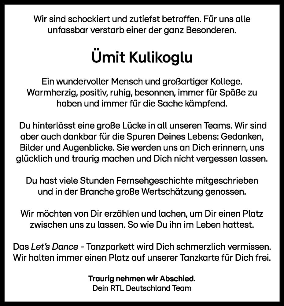  Traueranzeige für Ümit Kulikoglu vom 28.10.2023 aus Kölner Stadt-Anzeiger / Kölnische Rundschau / Express