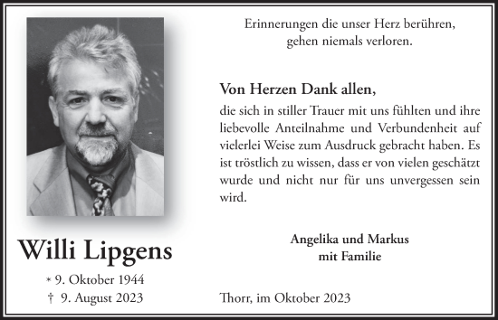 Anzeige von Willi Lipgens von  Werbepost 