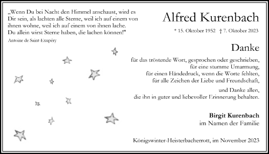 Anzeige von Alfred Kurenbach von  Extra Blatt 