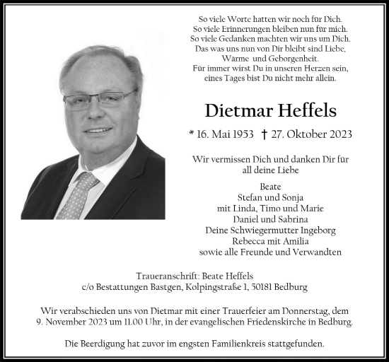 Anzeige von Dietmar Heffels von  Werbepost 