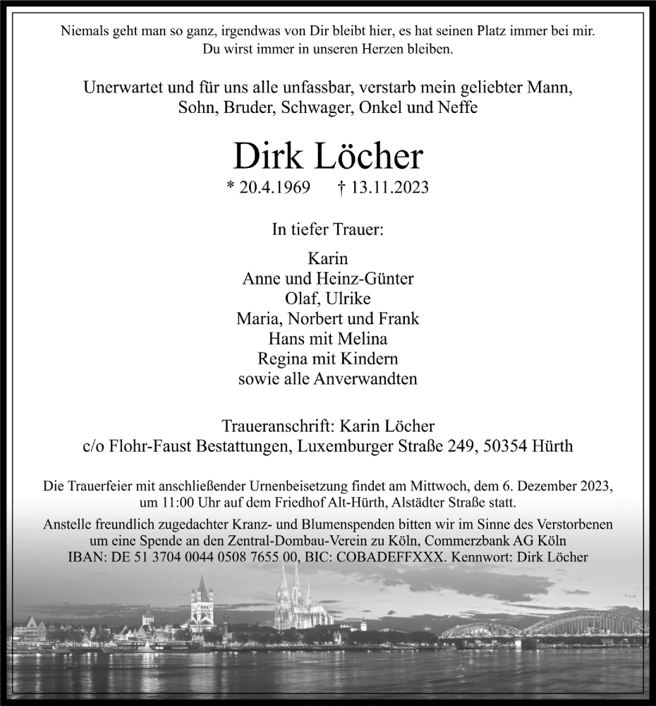  Traueranzeige für Dirk Löcher vom 01.12.2023 aus  Wochenende 
