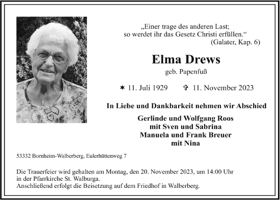Anzeige von Elma Drews von  Schlossbote/Werbekurier 