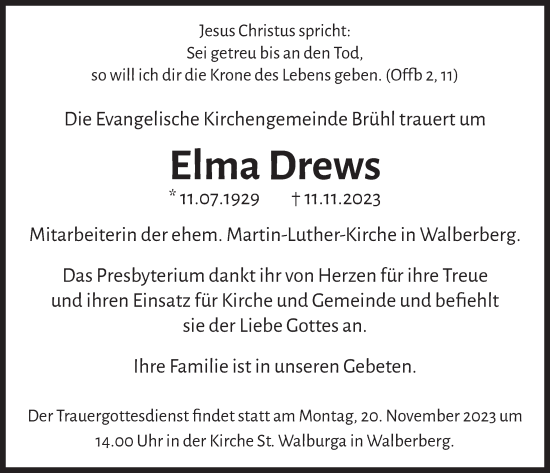 Anzeige von Elma Drews von  Schlossbote/Werbekurier 