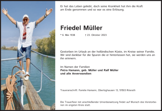 Anzeige von Friedel Müller von Kölner Stadt-Anzeiger / Kölnische Rundschau / Express