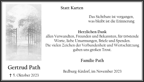 Anzeige von Gertrud Path von  Werbepost 