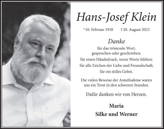 Anzeige von Hans-Josef Klein von  Werbepost 