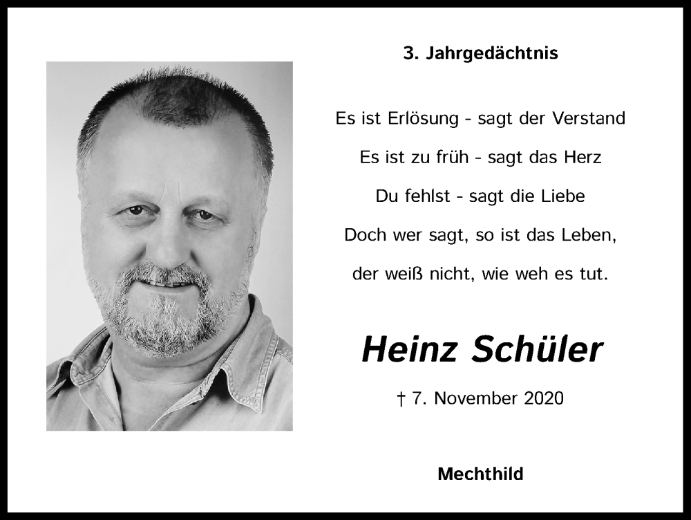  Traueranzeige für Heinz Schüler vom 18.07.2023 aus Kölner Stadt-Anzeiger / Kölnische Rundschau / Express