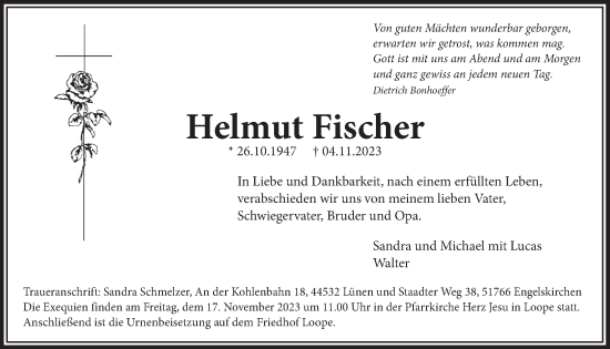 Anzeige von Helmut Fischer von  Anzeigen Echo 