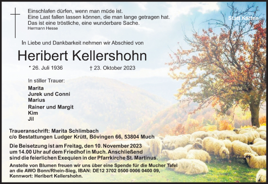 Anzeige von Heribert Kellershohn von Kölner Stadt-Anzeiger / Kölnische Rundschau / Express