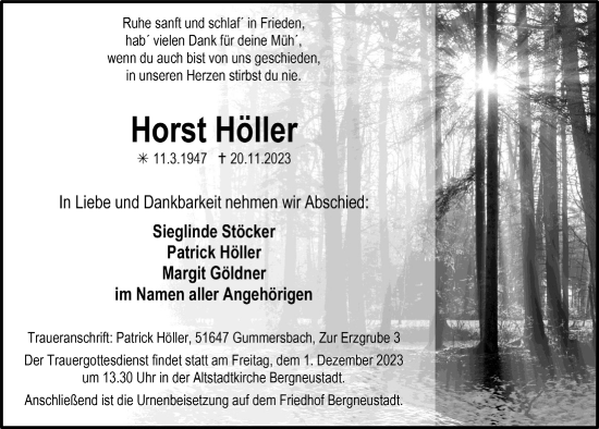 Anzeige von Horst Höller von  Anzeigen Echo 