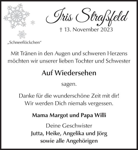Anzeige von Iris Straßfeld von  Werbepost 