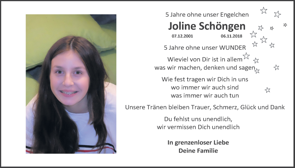  Traueranzeige für Joline Schöngen vom 18.07.2023 aus Kölner Stadt-Anzeiger / Kölnische Rundschau / Express