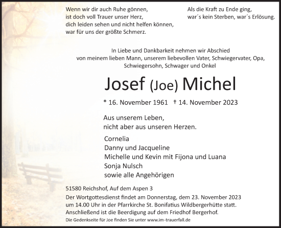 Anzeige von Josef Michel von Kölner Stadt-Anzeiger / Kölnische Rundschau / Express