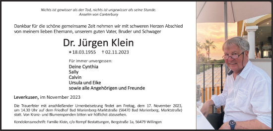 Anzeige von Jürgen Klein von  Lokale Informationen 