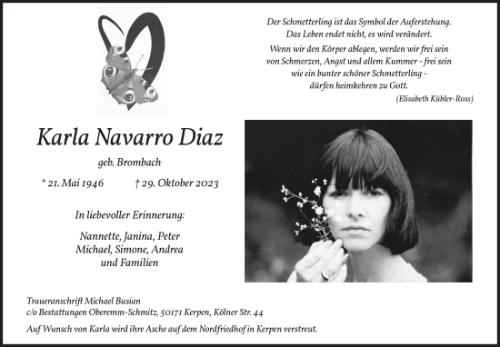 Anzeige von Karla Navarro Diaz von  Werbepost 