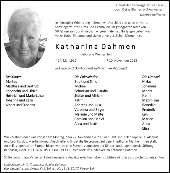 Anzeige von Katharina Dahmen von  Werbepost 
